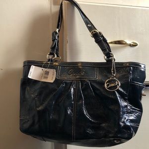 NWT Authentic Patent Leather Blue Coach Bag
